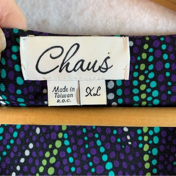 Vintage Chaus Womens Twist Front Top Maximalist Graphic Dot Cyber Statement - Picture 7 of 10
